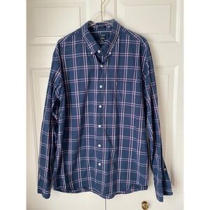 J Crew Slim Fit Flex Washed Plaid Long Sleeve Button Down Shirt Men XL Blue Pink
